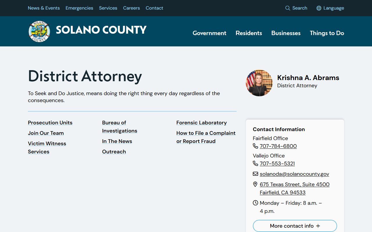 Solano County court records after arrest District Attorney office source