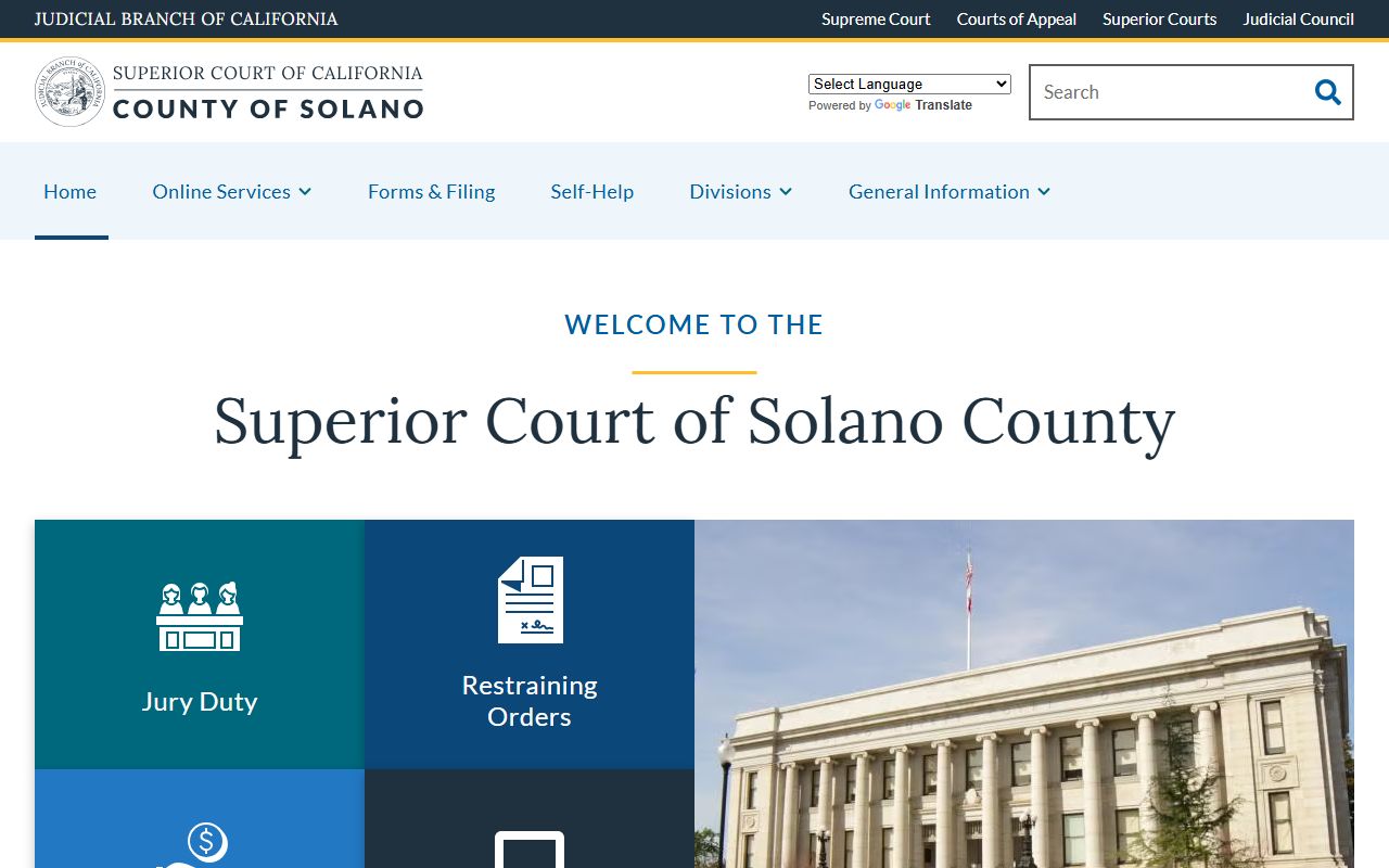 Solano County court records after arrest Superior Court homepage